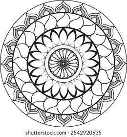 Design de vetor mandala preto e branco
