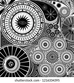 Black and white mandala vector ,Vector doodle art,mandala with decorative ornament,Illustration in zentangle style.