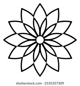 Ilustración vectorial de mandala en blanco y negro