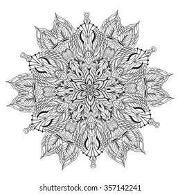 Black and white mandala. Vector illustration. a circular pattern.