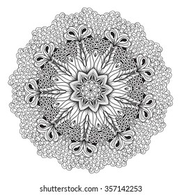Black and white mandala. Vector illustration. a circular pattern.