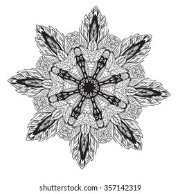 Black and white mandala. Vector illustration. a circular pattern.
