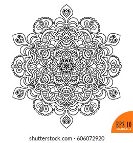 Black and white. Mandala. Vector illustration for adult coloring book.