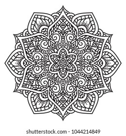 Black and white mandala vector isolated on white. Vector hand drawn circular decorative element.
