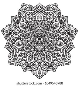 Black and white mandala vector isolated on white. Vector hand drawn circular decorative element.
