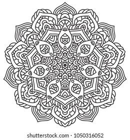Black and white mandala vector isolated on white. Vector hand drawn circular decorative element.

