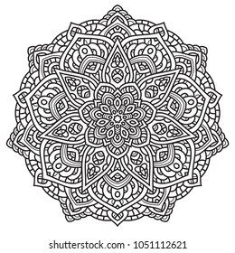 Black and white mandala vector isolated on white. Vector hand drawn circular decorative element.
