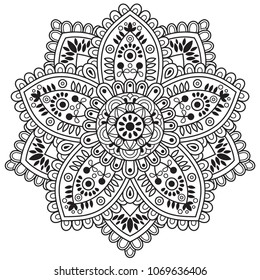 Mandala Coloring Page Cross Design Tshirt Stock Vector (Royalty Free ...