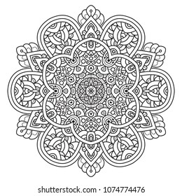 Black and white mandala vector isolated on white. Vector hand drawn circular decorative element.
