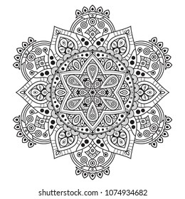 Black and white mandala vector isolated on white. Vector hand drawn circular decorative element.
