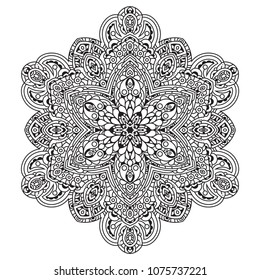 Black and white mandala vector isolated on white. Vector hand drawn circular decorative element.
