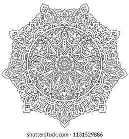 Black and white mandala vector isolated on white. Vector hand drawn circular decorative element.
