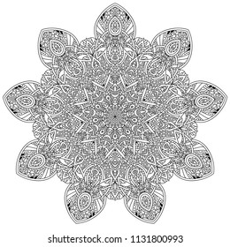 Black and white mandala vector isolated on white. Vector hand drawn circular decorative element.
