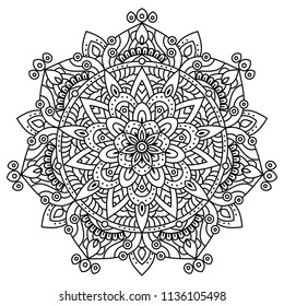 Black and white mandala vector isolated on white. Vector hand drawn circular decorative element.	
