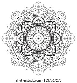 Black and white mandala vector isolated on white. Vector circular decorative element.
