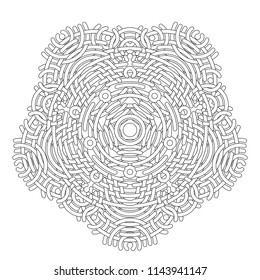 Black and white mandala vector isolated on white. Vector hand drawn circular decorative element.