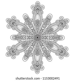 Black and white mandala vector isolated on white. Vector hand drawn circular decorative element.
