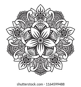 Black and white mandala vector isolated on white. Vector hand drawn circular decorative element.