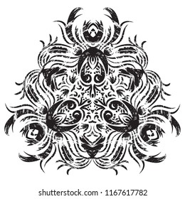 Black and white mandala vector isolated on white. Vector hand drawn circular decorative element.

