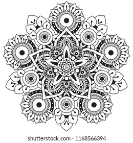 Black and white mandala vector isolated on white. Vector hand drawn circular decorative element.
