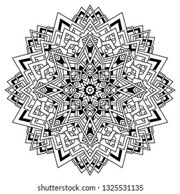Black and white mandala vector isolated on white. Vector hand drawn circular decorative element.
