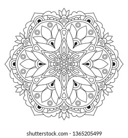 Black and white mandala vector isolated on white. Vector hand drawn circular decorative element.