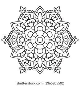 Black and white mandala vector isolated on white. Vector hand drawn circular decorative element.