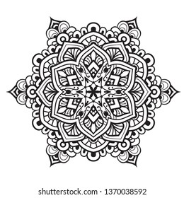 Black and white mandala vector isolated on white. Vector hand drawn circular decorative element.