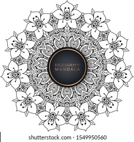 Black and white mandala vector isolated on white. Vector hand drawn circular decorative element.