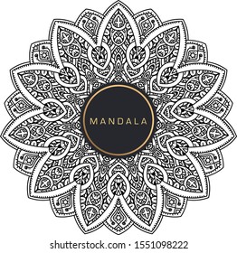 Black and white mandala vector isolated on white. Vector hand drawn circular decorative element.