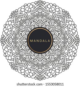 Black and white mandala vector isolated on white. Vector hand drawn circular decorative element.
