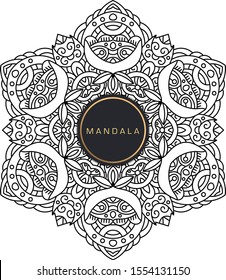 Black and white mandala vector isolated on white. Vector hand drawn circular decorative element.