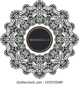 Black and white mandala vector isolated on white. Vector hand drawn circular decorative element.