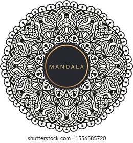 Black and white mandala vector isolated on white. Vector hand drawn circular decorative element.