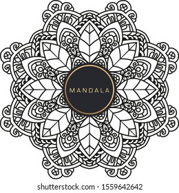 Black and white mandala vector isolated on white. Vector hand drawn circular decorative element.