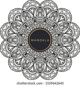 Black and white mandala vector isolated on white. Vector hand drawn circular decorative element.