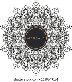 Black and white mandala vector isolated on white. Vector hand drawn circular decorative element.