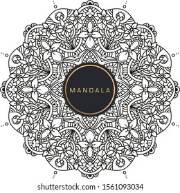 Black and white mandala vector isolated on white. Vector hand drawn circular decorative element.