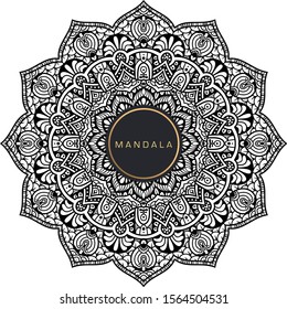 Black and white mandala vector isolated on white. Vector hand drawn circular decorative element.