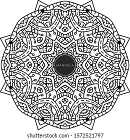 Black and white mandala vector isolated on white. Vector hand drawn circular decorative element.