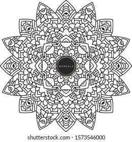 Black and white mandala vector isolated on white. Vector hand drawn circular decorative element.