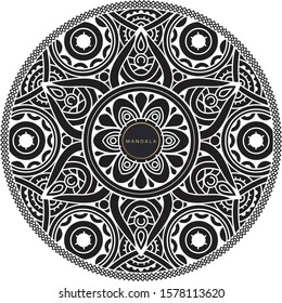 Black and white mandala vector isolated on white. Vector hand drawn circular decorative element.