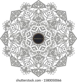 Black and white mandala vector isolated on white. Vector hand drawn circular decorative element.