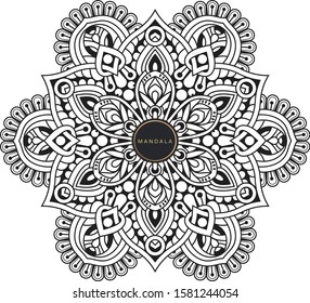 Black and white mandala vector isolated on white. Vector hand drawn circular decorative element.