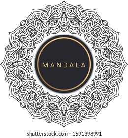 Black and white mandala vector isolated on white. Vector hand drawn circular decorative element.
