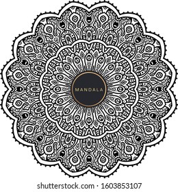 Black and white mandala vector isolated on white. Vector hand drawn circular decorative element.