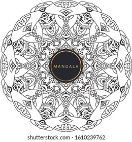 Black and white mandala vector isolated on white. Vector hand drawn circular decorative element.