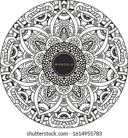 Black and white mandala vector isolated on white. Vector hand drawn circular decorative element.