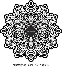 Black and white mandala vector isolated on white. Vector hand drawn circular decorative element.