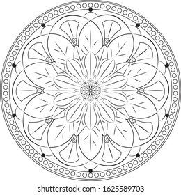 Black and white mandala vector isolated on white